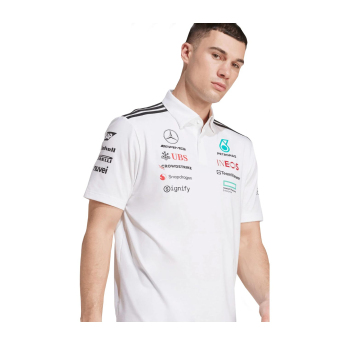 Mercedes AMG Petronas мъжка поло тениска white official Teamline Replica F1 Team 2025