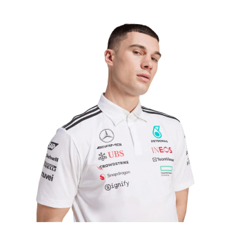 Mercedes AMG Petronas мъжка поло тениска white official Teamline Replica F1 Team 2025