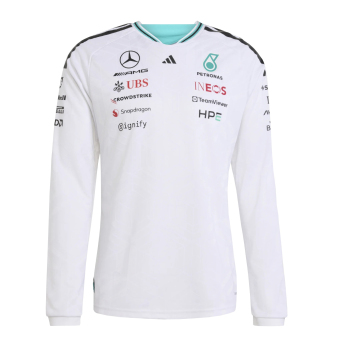 Mercedes AMG Petronas мъжка тениска с дълъг ръкав white official Teamline Replica F1 Team 2026