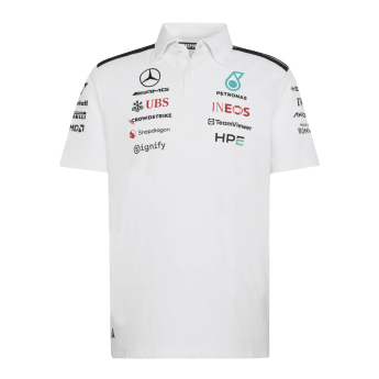 Mercedes AMG Petronas мъжка поло тениска white official Teamline Replica F1 Team 2026