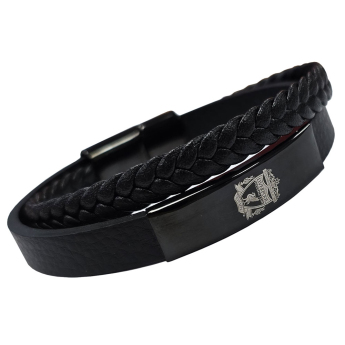 Liverpool FC кожена гривна Crest Black IP Leather Bracelet