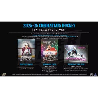 NHL кутии хокей карти NHL 2025-26 Upper Deck Credentials Hobby Box