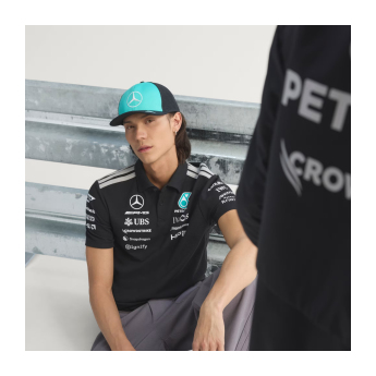 Mercedes AMG Petronas мъжка поло тениска black official Teamline Replica F1 Team 2026
