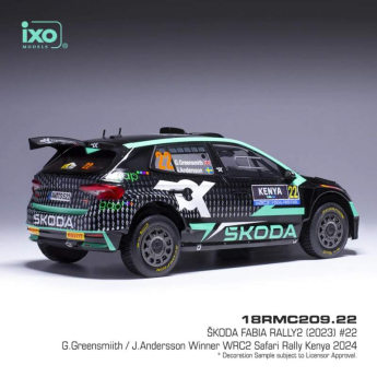 Модели на автомобили и мотоциклети модел 1/18 IXO Škoda Fabia Rally2, WRC, Safari Rallye Kenia, 2024, #22,