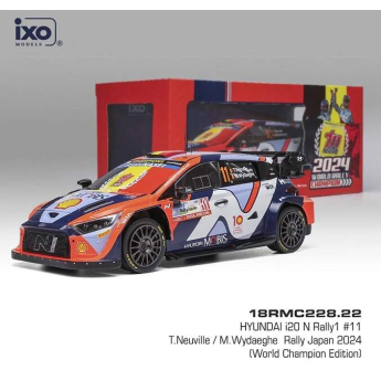 Модели на автомобили и мотоциклети модел 1/18 IXO Hyundai I20 N WRC Rally Japan 2024 World Champion T. Neuville