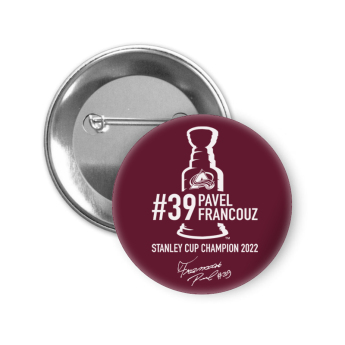 Colorado Avalanche значка с безопасна игла Pavel Francouz #39 Stanley Cup Champion 2022 red