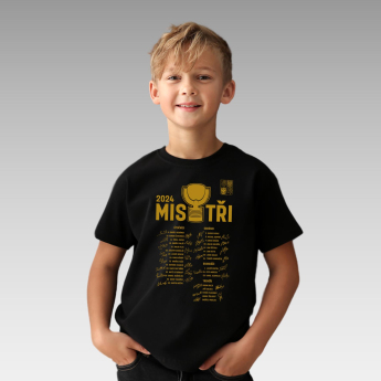 Отбори по хокей детска тениска MISTŘI Ice Hockey World Championship Czechia MS 2024 GOLD EDITION Black