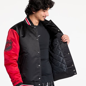 Chicago Blackhawks мъжко яке Primetime Heavyweight Satin Jacket Current Logo