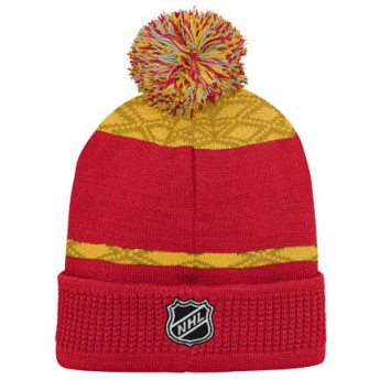 Calgary Flames детска зимна шапка Puck Pattern Cuffed Pom