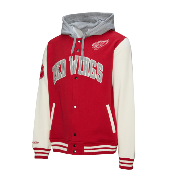 Detroit Red Wings мъжки суитшърт с качулка Courtside Fleece Button Front Vintage Logo