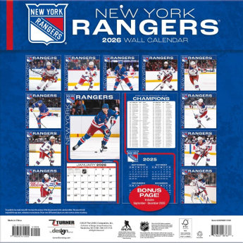 New York Rangers календар 2026 Wall