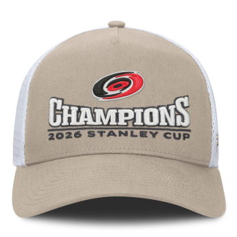 Carolina Hurricanes баскетболна шапка с козирка NHL 2026 Stanley Cup Champions A-Frame Trucker Adjustable
