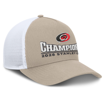 Carolina Hurricanes баскетболна шапка с козирка NHL 2026 Stanley Cup Champions A-Frame Trucker Adjustable