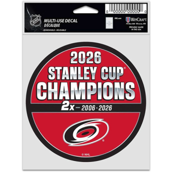 Carolina Hurricanes стикер NHL 2026 Stanley Cup Champions Multi Use Decal