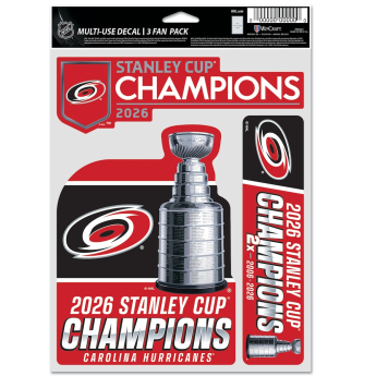 Carolina Hurricanes стикер NHL 2026 Stanley Cup Champions 3 pack Multi Use Decal