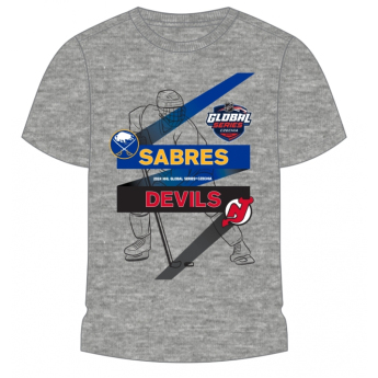 NHL продукти детска тениска NHL Global Series 2024 Czechia Buffalo Sabres vs New Jersey Devils Match-Up Graphic Tee