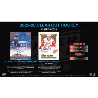 NHL кутии хокей карти NHL 2025-26 Upper Deck Clear Cut Hockey Hobby Box