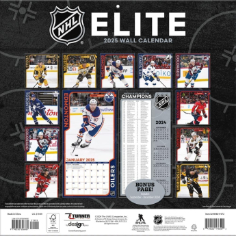NHL продукти календар Elite 2025 Wall Calendar