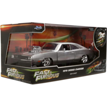 Модели на автомобили и мотоциклети модел 1/24 Fast & Furious 1970 Dodge Charger R/T F&F, Silver, 25th Anniversary Edition