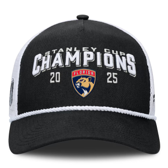 Florida Panthers баскетболна шапка с козирка 2025 Stanley Cup Champions A-Frame Roper Meshback Adjustable Black