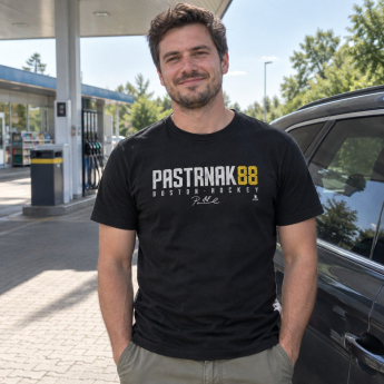 Boston Bruins мъжка тениска David Pastrnak #88 WHT 500 Level black