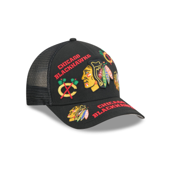 Chicago Blackhawks баскетболна шапка с козирка NHL 9FORTY M-Crown A-Frame Trucker All Over