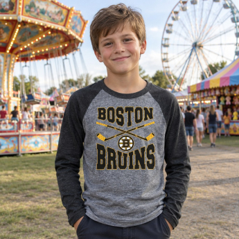 Boston Bruins детска тениска с дълъг ръкав Cross Stick Ls Triblend Raglan