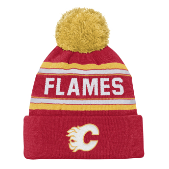 Calgary Flames детска зимна шапка NHL Jacquard Cuffed Knit With Pom