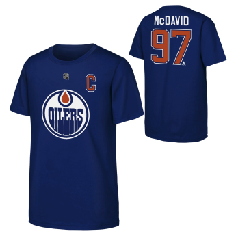 Edmonton Oilers детска тениска NHL Flat Captains Name & Number Short Sleeve Cotton