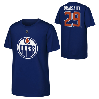 Edmonton Oilers детска тениска Leon Draisaitl #29 NHL Flat Name & Number Short Sleeve Cotton