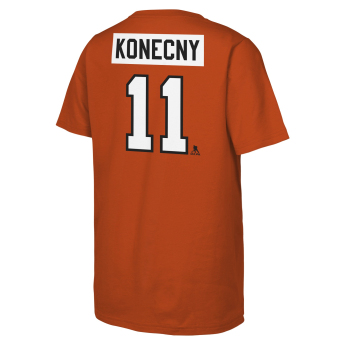 Philadelphia Flyers детска тениска Travis Konecny #11 NHL Flat Name & Number Short Sleeve Cotton