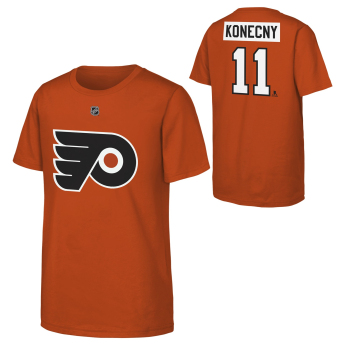 Philadelphia Flyers детска тениска Travis Konecny #11 NHL Flat Name & Number Short Sleeve Cotton