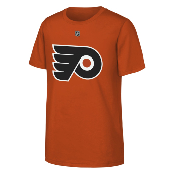 Philadelphia Flyers детска тениска Trevor Zegras #46 NHL Flat Name & Number Short Sleeve Cotton