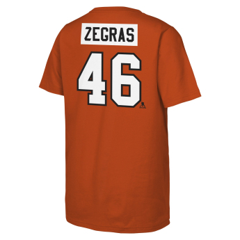 Philadelphia Flyers детска тениска Trevor Zegras #46 NHL Flat Name & Number Short Sleeve Cotton