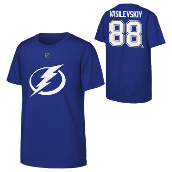 Tampa Bay Lightning детска тениска Andrei Vasilevskiy #88 NHL Flat Name & Number Short Sleeve