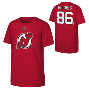 New Jersey Devils детска тениска Jack Hughes #86 NHL Flat Name & Number Short Sleeve Cotton