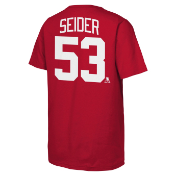 Detroit Red Wings детска тениска Moritz Seider #53 NHL Flat Name & Number Short Sleeve Cotton