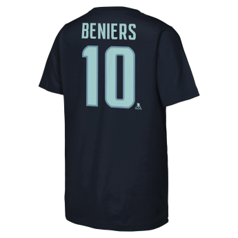 Seattle Kraken детска тениска Matty Beniers #10 NHL Flat Name & Number Short Sleeve Cotton
