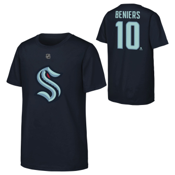 Seattle Kraken детска тениска Matty Beniers #10 NHL Flat Name & Number Short Sleeve Cotton