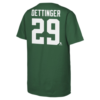 Dallas Stars детска тениска Jake Oettinger #29 NHL Flat Name & Number Short Sleeve Cotton