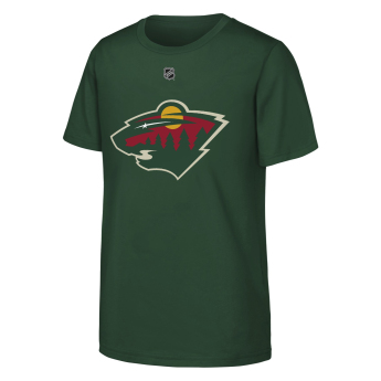 Minnesota Wild детска тениска Brock Faber #7 NHL Flat Name & Number Short Sleeve Cotton