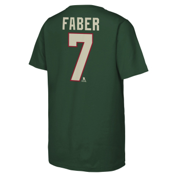 Minnesota Wild детска тениска Brock Faber #7 NHL Flat Name & Number Short Sleeve Cotton