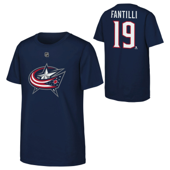 Columbus Blue Jackets детска тениска Adam Fantilli #19 NHL Flat Name & Number Short Sleeve Cotton