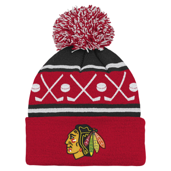 Chicago Blackhawks детска зимна шапка NHL Face-Off Cuff Pom