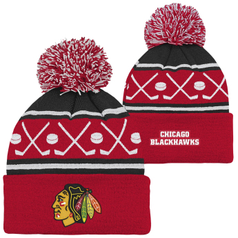 Chicago Blackhawks детска зимна шапка NHL Face-Off Cuff Pom