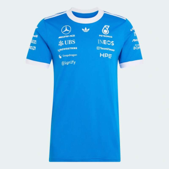 Mercedes AMG Petronas мъжка тениска F1 Blue with Sponsor Logos - SILVERSTONE 2026 Edition