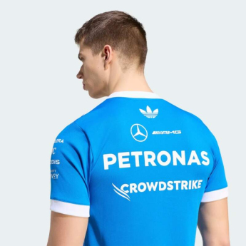 Mercedes AMG Petronas мъжка тениска F1 Blue with Sponsor Logos - SILVERSTONE 2026 Edition