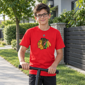 Chicago Blackhawks детска тениска Connor Bedard Chicago Blackhawks Flat Name & Number Ctn Tee