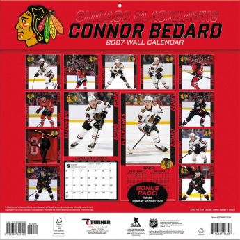Chicago Blackhawks календар NHL #98 Connor Bedard 2027 Wall