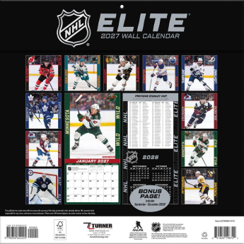 NHL продукти календар Elite 2027 Wall